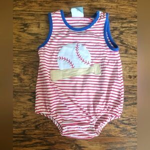 Three Sisters Striped Baseball Bubble Romper‎